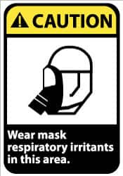 AccuformNMC "Caution - Wear Mask - Respiratory Irritants in This Area", 14" Long x 10" Wide, Aluminum Safety Sign Rectangle, 0.04" Thick, Use for Accident Prevention CGA36AB - 04902698