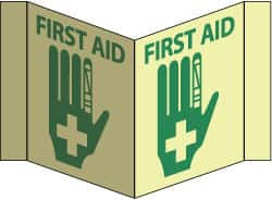 AccuformNMC "First Aid", 5-3/4" Long x 8-3/4" Wide, Rigid Plastic Safety Sign Rectangle, 0.125" Thick, Use for First Aid GLV54 - 05199591