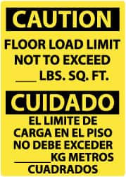 AccuformNMC "Caution - Floor Load Limit - Not to Exceed lb. Sq. Ft.", 14" Long x 10" Wide, Pressure-Sensitive Vinyl Safety Sign Rectangle, 0.004" Thick, Use for Accident Prevention ESC87PB - 05243746
