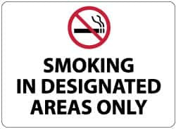 AccuformNMC "Smoking in Designated Areas Only", 10" Long x 14" Wide, Aluminum Safety Sign Rectangle, 0.04" Thick, Use for Smoking Regulations M115AB - 05244835