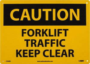 AccuformNMC "Caution - Forklift Traffic - Keep Clear", 10" Long x 14" Wide, Rigid Plastic Safety Sign Rectangle, 0.05" Thick, Use for Accident Prevention C356RB - 05271697