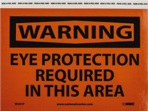 AccuformNMC "Warning - Eye Protection Required in This Area", 7" Long x 10" Wide, Pressure-Sensitive Vinyl Safety Sign Rectangle, 0.004" Thick, Use for Accident Prevention W201P - 05271804