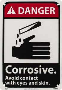 AccuformNMC "Danger - Corrosive - Avoid Contact with Eyes and Skin", 10" Long x 7" Wide, Rigid Plastic Safety Sign Rectangle, 0.05" Thick, Use for Accident Prevention DGA3R - 05508296