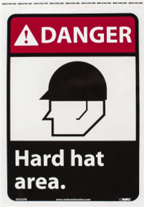 AccuformNMC "Danger - Hard Hat Area", 14" Long x 10" Wide, Pressure-Sensitive Vinyl Safety Sign Rectangle, 0.004" Thick, Use for Accident Prevention DGA2PB - 05508361