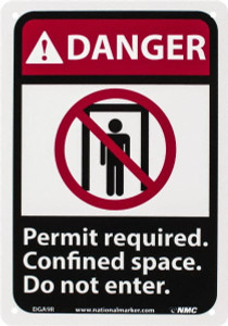 AccuformNMC "Danger - Permit Required - Confined Space - Do Not Enter", 10" Long x 7" Wide, Rigid Plastic Safety Sign Rectangle, 0.05" Thick, Use for Accident Prevention DGA9R - 05508684