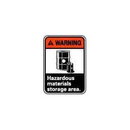 AccuformNMC "Warning - Hazardous Material Storage Area", 10" Long x 7" Wide, Pressure-Sensitive Vinyl Safety Sign Rectangle, 0.004" Thick, Use for Hazardous Materials WGA15P - 05508825