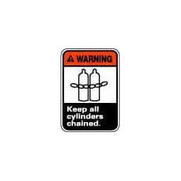 AccuformNMC "Warning - Keep All Cylinders Chained", 14" Long x 10" Wide, Rigid Plastic Safety Sign Rectangle, 0.05" Thick, Use for Accident Prevention WGA2RB - 05508890