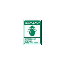 AccuformNMC "Emergency - Emergency Shower - Keep Area Clear", 14" Long x 10" Wide, Pressure-Sensitive Vinyl Safety Sign Rectangle, 0.004" Thick, Use for First Aid EGA2PB - 05509153