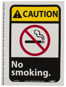 AccuformNMC "Caution - No Smoking", 10" Long x 7" Wide, Pressure-Sensitive Vinyl Safety Sign Rectangle, 0.004" Thick, Use for Accident Prevention CGA3P - 05509419