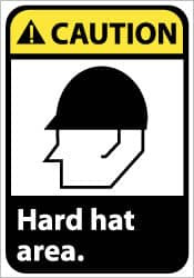 AccuformNMC "Caution - Hard Hat Area", 10" Long x 7" Wide, Pressure-Sensitive Vinyl Safety Sign Rectangle, 0.004" Thick, Use for Accident Prevention CGA1P - 05509450