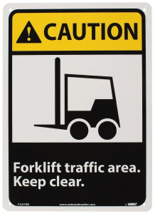 AccuformNMC "Caution - Forklift Traffic Area - Keep Clear", 14" Long x 10" Wide, Rigid Plastic Safety Sign Rectangle, 0.05" Thick, Use for Accident Prevention CGA7RB - 05509807