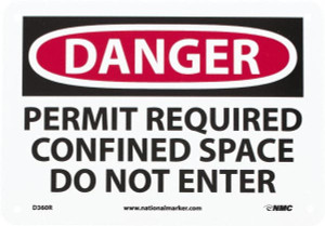 AccuformNMC "Danger - Permit Required - Confined Space - Do Not Enter", 7" Long x 10" Wide, Rigid Plastic Safety Sign Rectangle, 0.05" Thick, Use for Accident Prevention D360R - 06462683