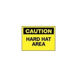 AccuformNMC "Caution - Hard Hat Area", 10" Long x 14" Wide, Rigid Plastic Safety Sign Rectangle, 0.05" Thick, Use for Accident Prevention C31RB - 06529408