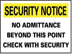 AccuformNMC "Security Notice - No Admittance Beyond This Point - Check with Security", 14" Long x 20" Wide, Rigid Plastic Safety Sign Rectangle, 0.05" Thick, Use for Security & Admittance SN14RC - 07110133