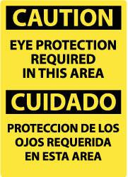 AccuformNMC "Caution - Eye Protection Required in This Area", 14" Long x 10" Wide, Pressure-Sensitive Vinyl Safety Sign Rectangle, 0.004" Thick, Use for Accident Prevention ESC26PB - 08464190