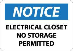 AccuformNMC "Notice - Electrical Closet - No Storage Permitted", 10" Long x 14" Wide, Aluminum Safety Sign Rectangle, 0.04" Thick, Use for Accident Prevention N266AB - 08851834