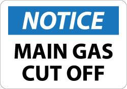 AccuformNMC "Notice - Main Gas Cutoff", 10" Long x 14" Wide, Aluminum Safety Sign Rectangle, 0.04" Thick, Use for Accident Prevention N295AB - 08852121