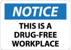 AccuformNMC "Notice - This Is a Drug-Free Workplace", 10" Long x 14" Wide, Aluminum Safety Sign Rectangle, 0.04" Thick, Use for Security & Admittance N350AB - 08852675