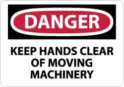 AccuformNMC "Danger - Keep Hands Clear of Moving Machinery", 10" Long x 14" Wide, Rigid Plastic Safety Sign Rectangle, 0.05" Thick, Use for Accident Prevention D567RB - 09752437
