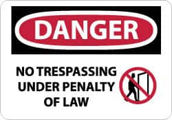 AccuformNMC "Danger - No Trespassing Under Penalty of Law", 10" Long x 14" Wide, Rigid Plastic Safety Sign Rectangle, 0.05" Thick, Use for Security & Admittance D591RB - 09752676