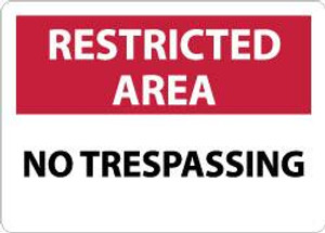 NMC "Restricted Area - No Trespassing", 10" Long x 14" Wide, Aluminum Safety Sign Rectangle, 0.04" Thick, Use for Security & Admittance RA21AB - 09877515