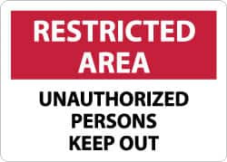 AccuformNMC "Restricted Area - Unauthorized Persons Keep Out", 10" Long x 14" Wide, Aluminum Safety Sign Rectangle, 0.04" Thick, Use for Security & Admittance RA29AB - 09877598
