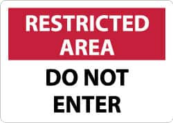 AccuformNMC "Restricted Area - Do Not Enter", 10" Long x 14" Wide, Aluminum Safety Sign Rectangle, 0.04" Thick, Use for Security & Admittance RA7AB - 09877655