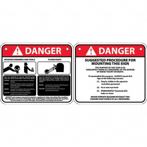 AccuformNMC "Danger", 6" Wide x 5" High, Rigid Plastic Safety Sign Graphic: Cut / Sever, English, Rectangular, 0.05" Thick, Use for Workplace/Safety CU-381519 - 12226130