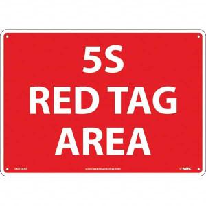 AccuformNMC "5S Red Tag Area", 10" Long x 14" Wide, Aluminum Safety Sign Rectangular, Use for Workplace/Safety LN156AB - 31580996