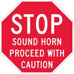 AccuformNMC "Stop - Sound Horn Proceed With Caution", 36" Long x 36" Wide, Texwalk Safety Sign Octagon, 0.005" Thick, Use for Workplace/Safety WF1136TW - 37654811