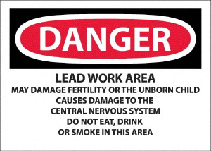 AccuformNMC "Danger - Lead Work Area May Damage Fertility Or The Unborn Child", 10" Long x 14" Wide, Pressure-Sensitive Vinyl Safety Sign Rectangle, 0.0045" Thick, Use for Hazardous Materials D26PB - 37656394