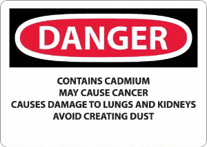 AccuformNMC "Danger - Contains Cadmium May Cause Cancer", 10" Long x 14" Wide, Rigid Plastic Safety Sign Rectangle, 0.05" Thick, Use for Hazardous Materials D29RB - 37656592