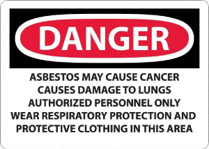 AccuformNMC "Danger - Asbestos May Cause Cancer", 10" Long x 14" Wide, Aluminum Safety Sign Rectangular, 0.04" Thick, Use for Hazardous Materials D23AB - 37666831