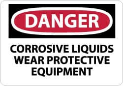 AccuformNMC "Danger - Corrosive Liquids - Wear Protective Equipment", 7" Long x 10" Wide, Rigid Plastic Safety Sign Rectangle, 0.05" Thick, Use for Accident Prevention D424R - 41825183