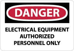 AccuformNMC "Danger - Electrical Equipment - Authorized Personnel Only", 10" Long x 14" Wide, Rigid Plastic Safety Sign Rectangle, 0.05" Thick, Use for Accident Prevention D433RB - 41825688
