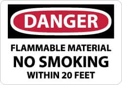 AccuformNMC "Danger - Flammable Material - No Smoking Within 20 Feet", 10" Long x 14" Wide, Rigid Plastic Safety Sign Rectangle, 0.05" Thick, Use for Accident Prevention D438RB - 41825878