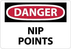 AccuformNMC "Danger - Nip Points", 7" Long x 10" Wide, Rigid Plastic Safety Sign Rectangle, 0.05" Thick, Use for Accident Prevention D455R - 41826066
