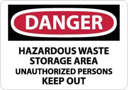 AccuformNMC "Danger - Hazardous Waste Storage Area - Unauthorized Persons Keep Out", 7" Long x 10" Wide, Pressure-Sensitive Vinyl Safety Sign Rectangle, 0.004" Thick, Use for Security & Admittance D442P - 41826538