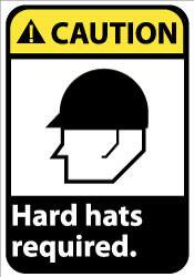 AccuformNMC "Caution - Hard Hats Required", 14" Long x 10" Wide, Rigid Plastic Safety Sign Rectangle, 0.05" Thick, Use for Accident Prevention CGA28RB - 48496095
