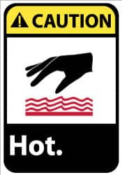 AccuformNMC "Caution - Hot", 14" Long x 10" Wide, Rigid Plastic Safety Sign Rectangle, 0.05" Thick, Use for Hazardous Materials CGA30RB - 48496137