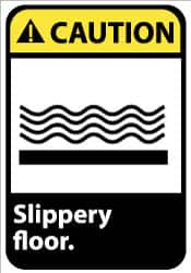AccuformNMC "Caution - Slippery Floor", 14" Long x 10" Wide, Pressure-Sensitive Vinyl Safety Sign Rectangle, 0.004" Thick, Use for Accident Prevention CGA34PB - 48496202