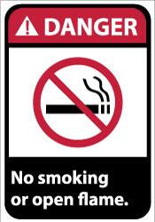AccuformNMC "Danger - No Smoking or Open Flame", 14" Long x 10" Wide, Rigid Plastic Safety Sign Rectangle, 0.05" Thick, Use for Accident Prevention DGA53RB - 48496632