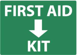 AccuformNMC "First Aid Kit", 10" Long x 14" Wide, Pressure-Sensitive Vinyl Safety Sign Rectangle, 0.004" Thick, Use for First Aid M757PB - 56235237