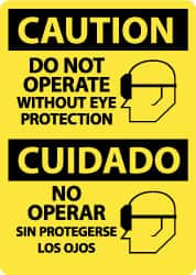 AccuformNMC "Caution - Do Not Operate without Eye Protection", 14" Long x 10" Wide, Pressure-Sensitive Vinyl Safety Sign Rectangle, 0.004" Thick, Use for Accident Prevention ESC711PB - 56236516