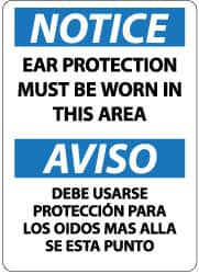 AccuformNMC "Notice - Ear Protection Must Be Worn in This Area", 14" Long x 10" Wide, Aluminum Safety Sign Rectangle, 0.04" Thick, Use for Accident Prevention ESN385AB - 56237449