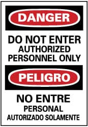 AccuformNMC "Danger - Do Not Enter - Authorized Personnel Only", 14" Long x 10" Wide, Rigid Plastic Safety Sign Rectangle, 0.05" Thick, Use for Security & Admittance ESD200RB - 60362845