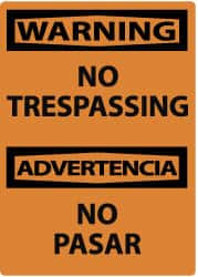 AccuformNMC "Warning - No Trespassing", 14" Long x 10" Wide, Pressure-Sensitive Vinyl Safety Sign Rectangle, 0.004" Thick, Use for Security & Admittance ESW81PB - 62202544