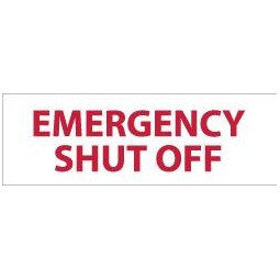 AccuformNMC "Emergency Shut-Off", 4" Long x 12" Wide, Pressure-Sensitive Vinyl Safety Sign Rectangle, 0.004" Thick, Use for Accident Prevention GL145P - 62202783