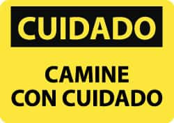 AccuformNMC "Cuidado - Camine Con Ciudado", 10" Long x 14" Wide, Rigid Plastic Safety Sign Rectangle, 0.05" Thick, Use for Workplace/Safety SPC203RB - 62203278