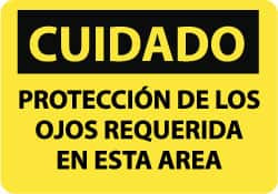 AccuformNMC "Cuidado - Proteccion de los Ojos Requerida en Esta Area", 10" Long x 14" Wide, Pressure-Sensitive Vinyl Safety Sign Rectangle, 0.004" Thick, Use for Accident Prevention SPC26PB - 62203328
